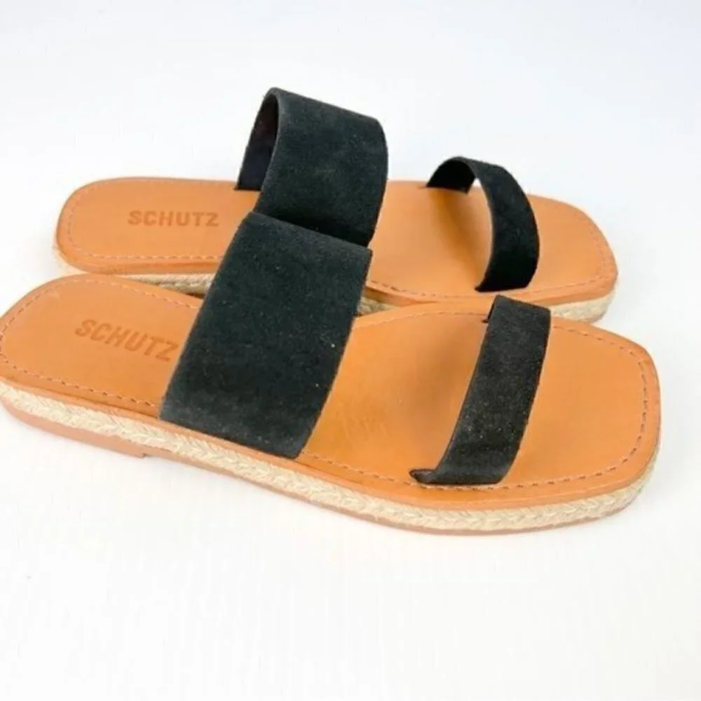 Schutz womens size 7 black Lilyane slide on sandals